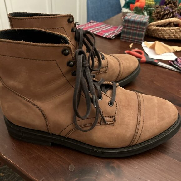 Thursday Boots Mens Size 12 Wide Captain Lace Up Cap Toe Brown Nubuck Leather - Picture 10 of 16